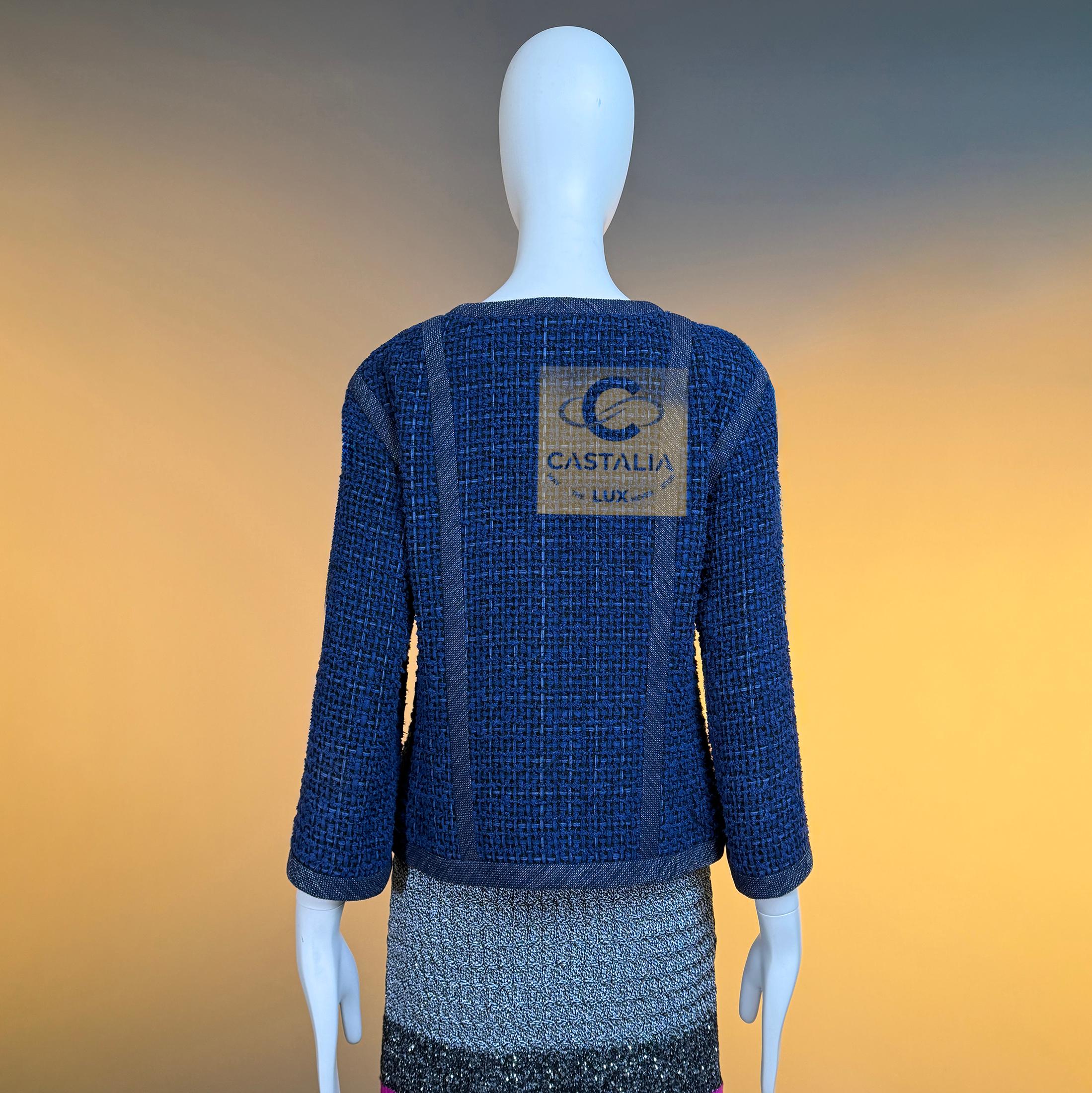 CHANEL 8K$ CC Buttons Royal Blue Lesage Tweed Jacket 40 FR en vente 5