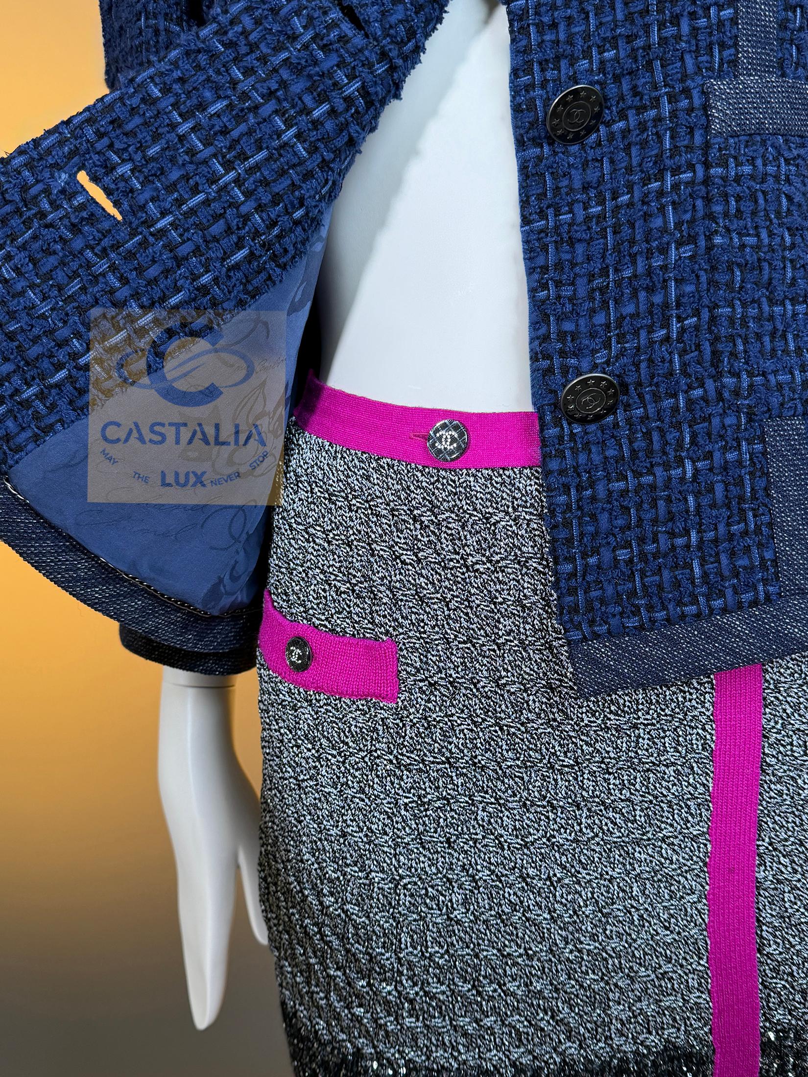 CHANEL 8K$ CC Buttons Royal Blue Lesage Tweed Jacket 40 FR en vente 4