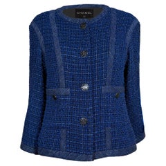 CHANEL Paris / Singapore Royal Blue Lesage Tweed Jacket 40 FR