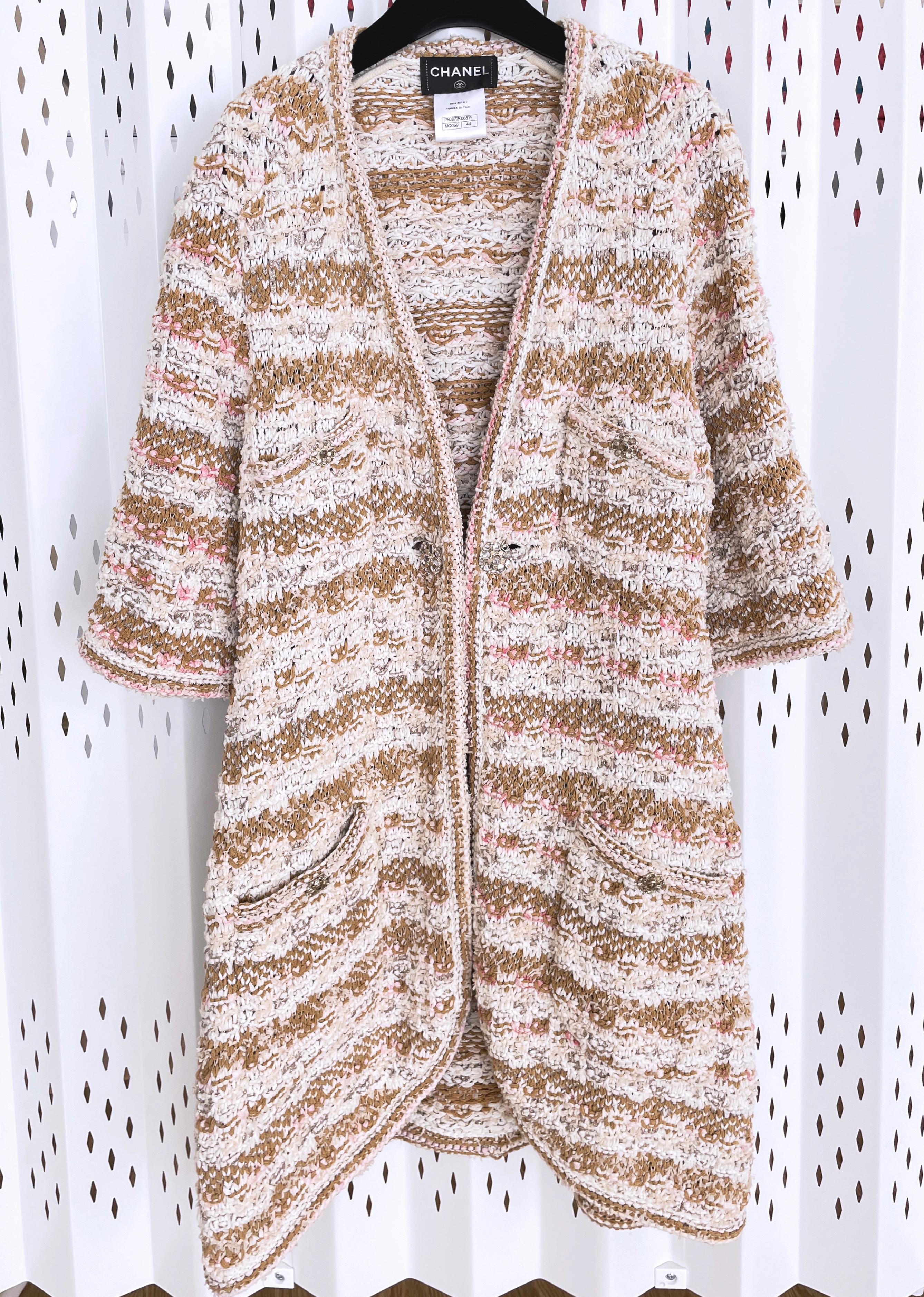 Chanel 8K$ CC Jewel Buttons Woven Tweed Cardi Jacket For Sale 1