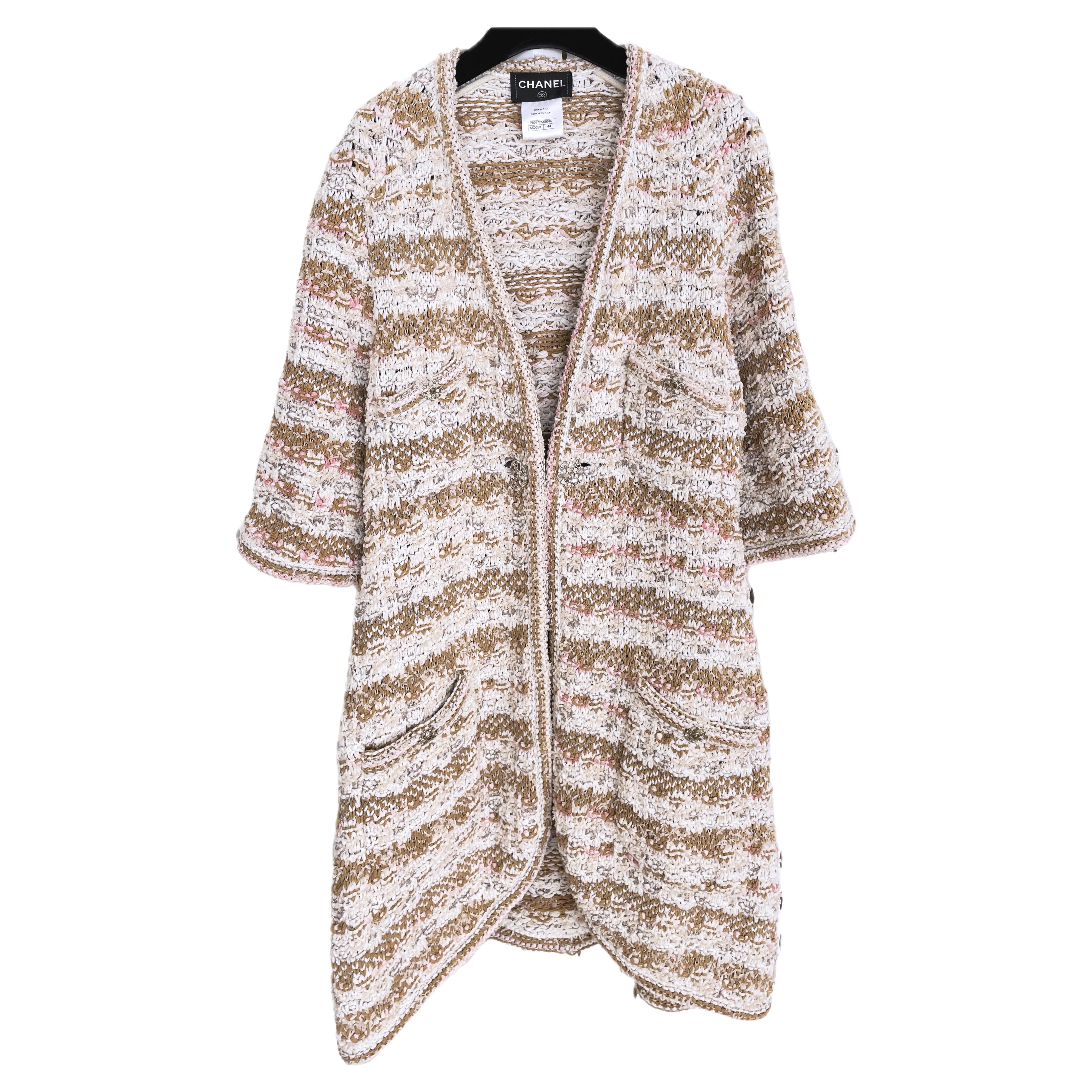 Chanel 8K$ CC Jewel Buttons Woven Tweed Cardi Jacket For Sale