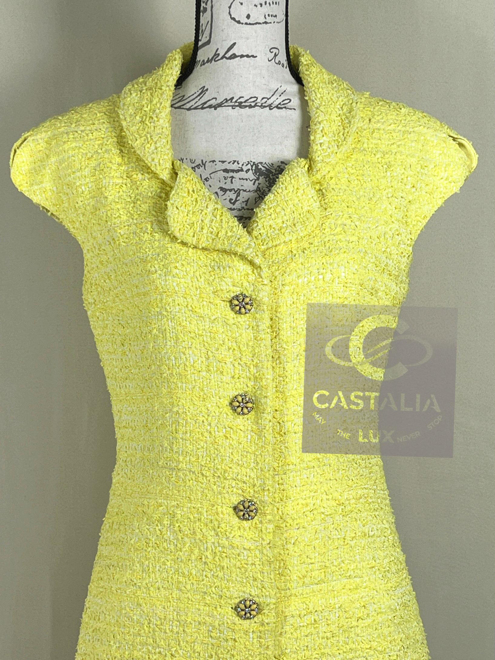 Chanel 8K$ CC Joya Gripoix Botones Vestido Tweed 38 FR 6