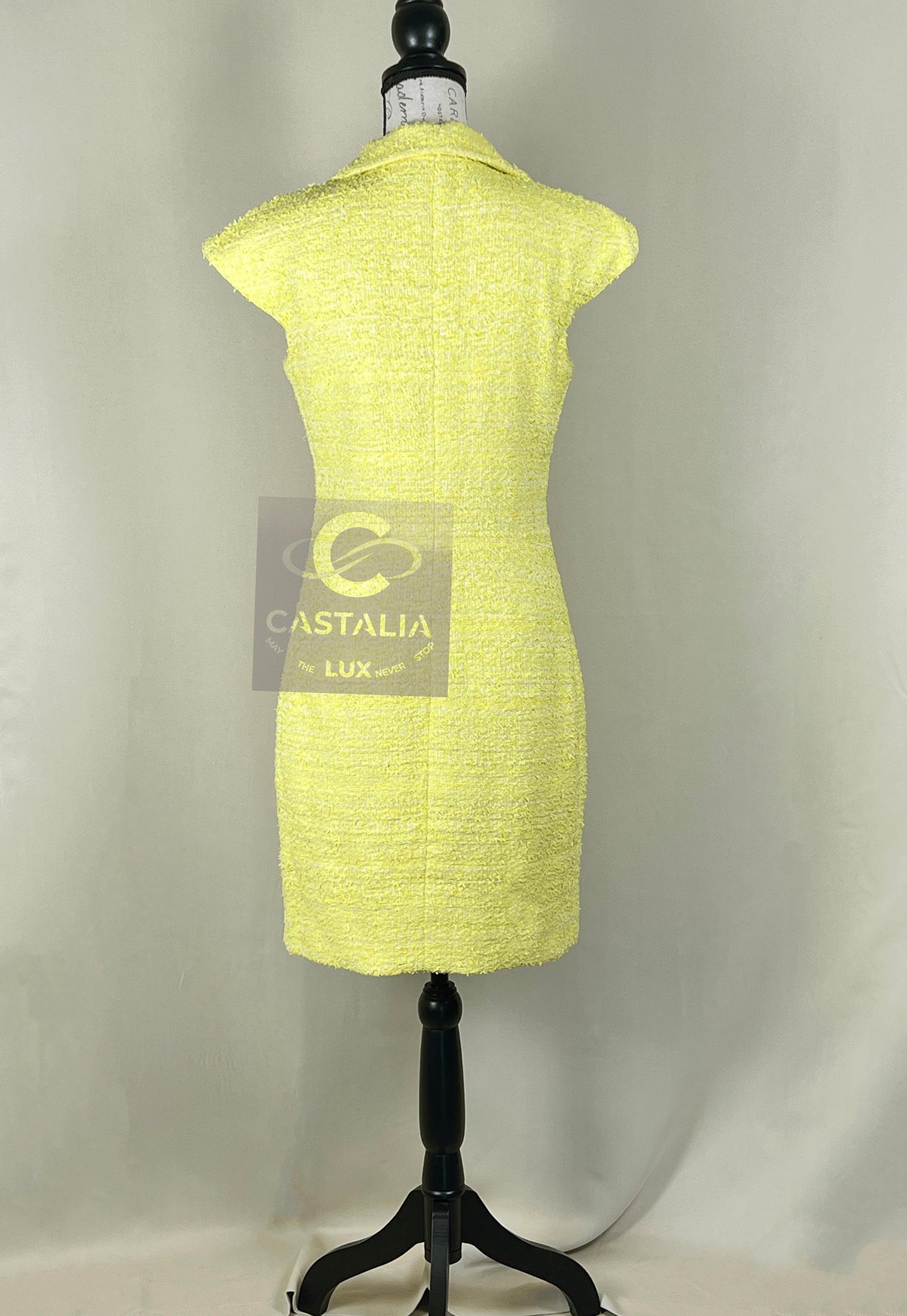 Chanel 8K$ CC Joya Gripoix Botones Vestido Tweed 38 FR 7