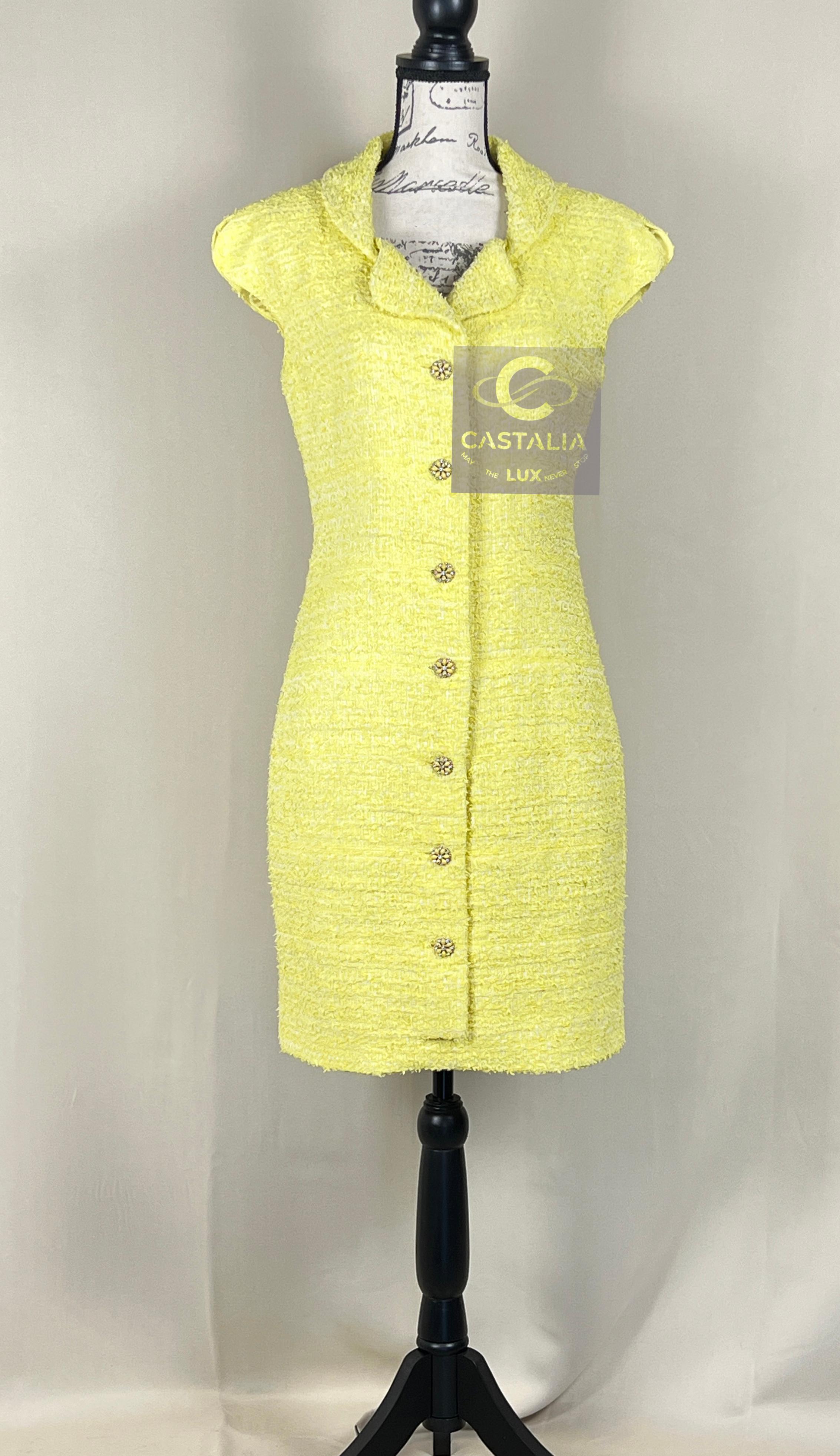 Chanel 8K$ CC Jewel Gripoix Buttons Tweed Dress 38 FR 1