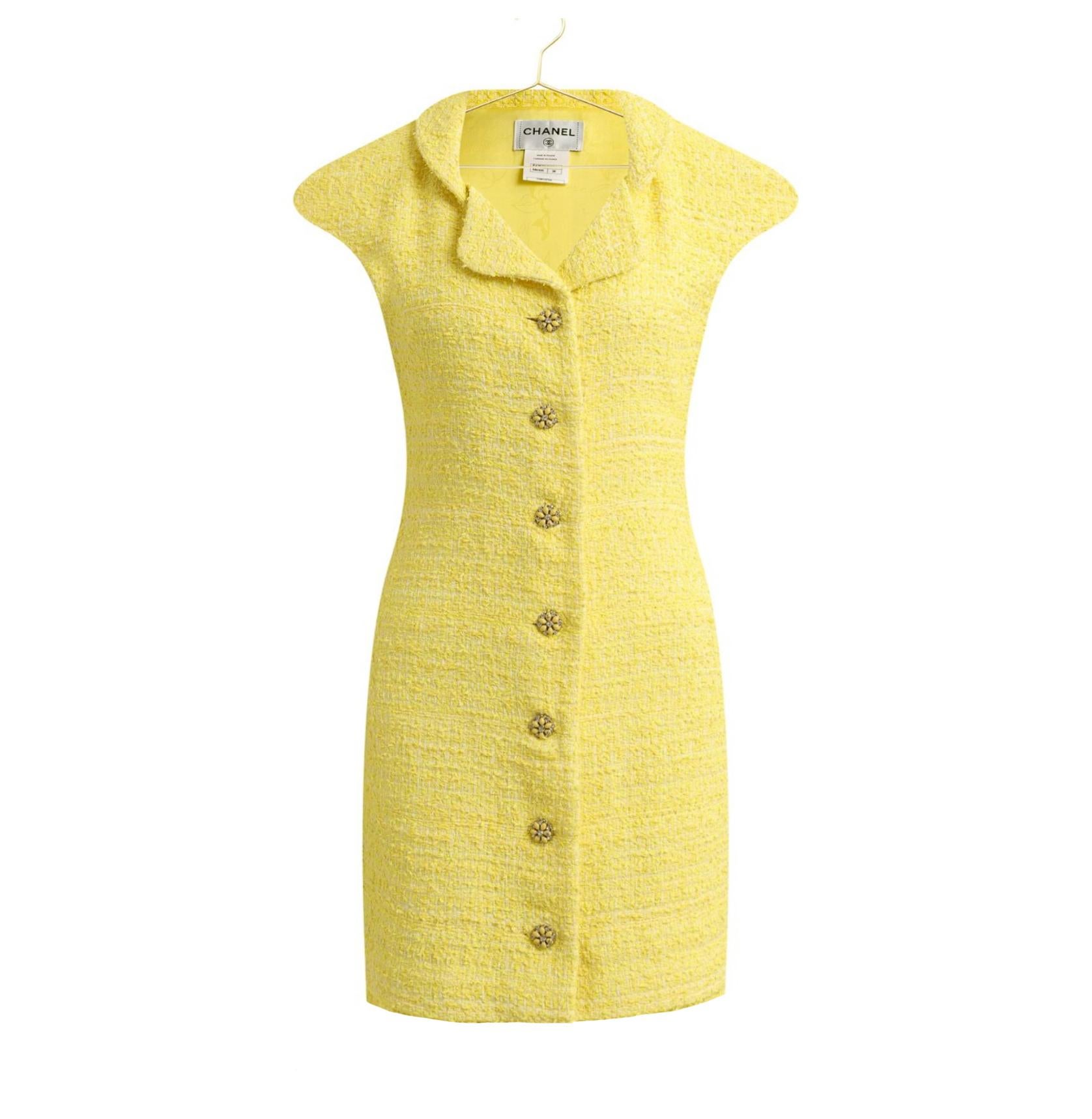 Chanel 8K$ CC Joya Gripoix Botones Vestido Tweed 38 FR 1