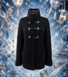Chanel 8K$ Sammelbare neue schwarze flauschige Kaschmirjacke 40 FR
