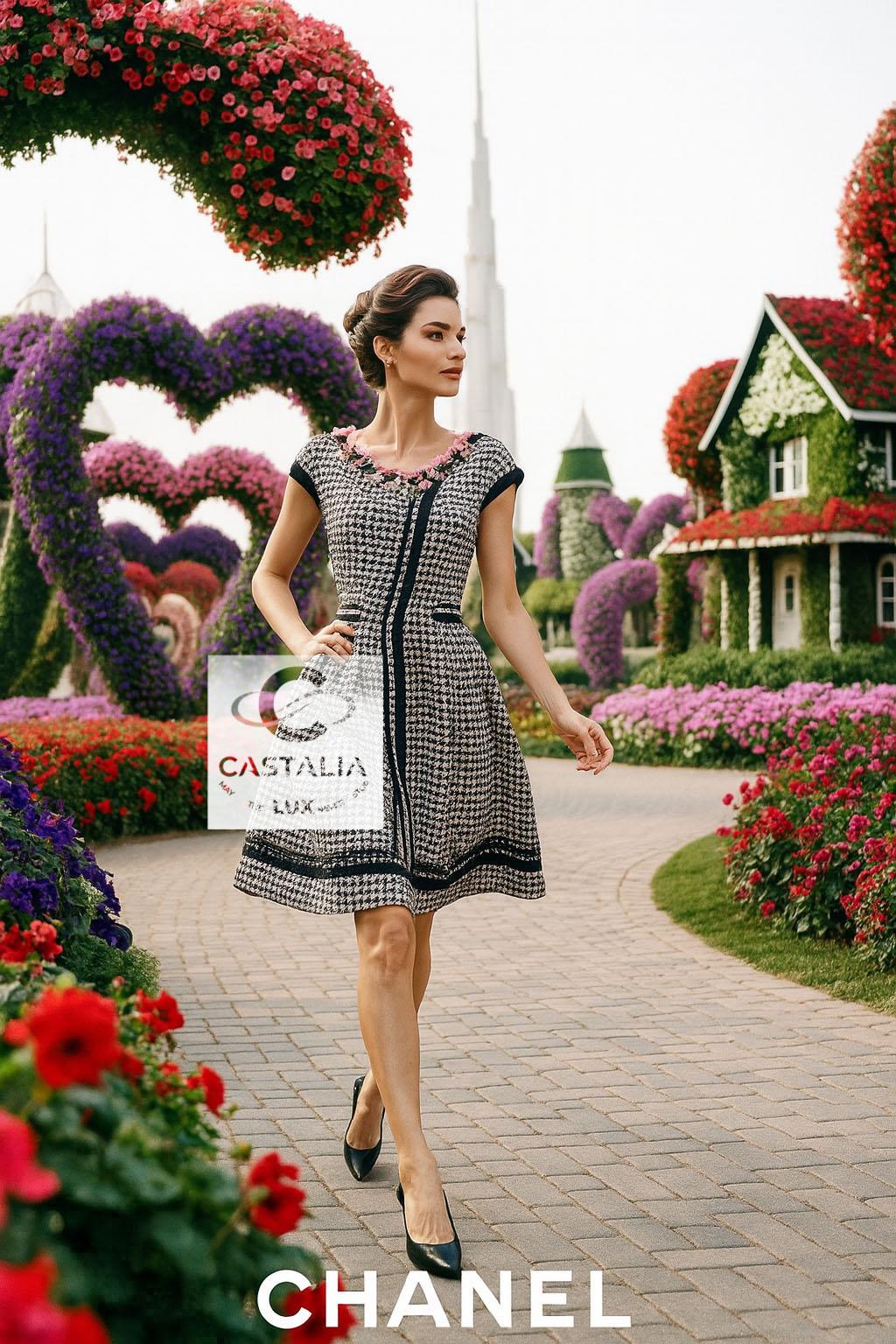 Women's or Men's Chanel 8K$ Couture Grace Floral Tweed Dress 42 FR For Sale