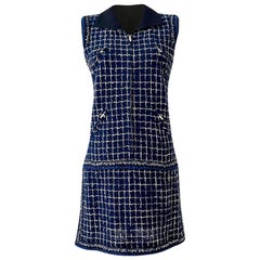 Chanel 8K$ Graffiti Collection Navy Tweed Dress 48 FR