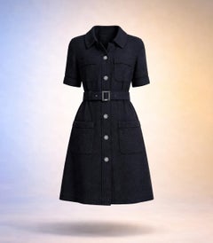 Chanel 8K$ Lana Del Rey Stile Vestito nero con cintura logo 36 FR