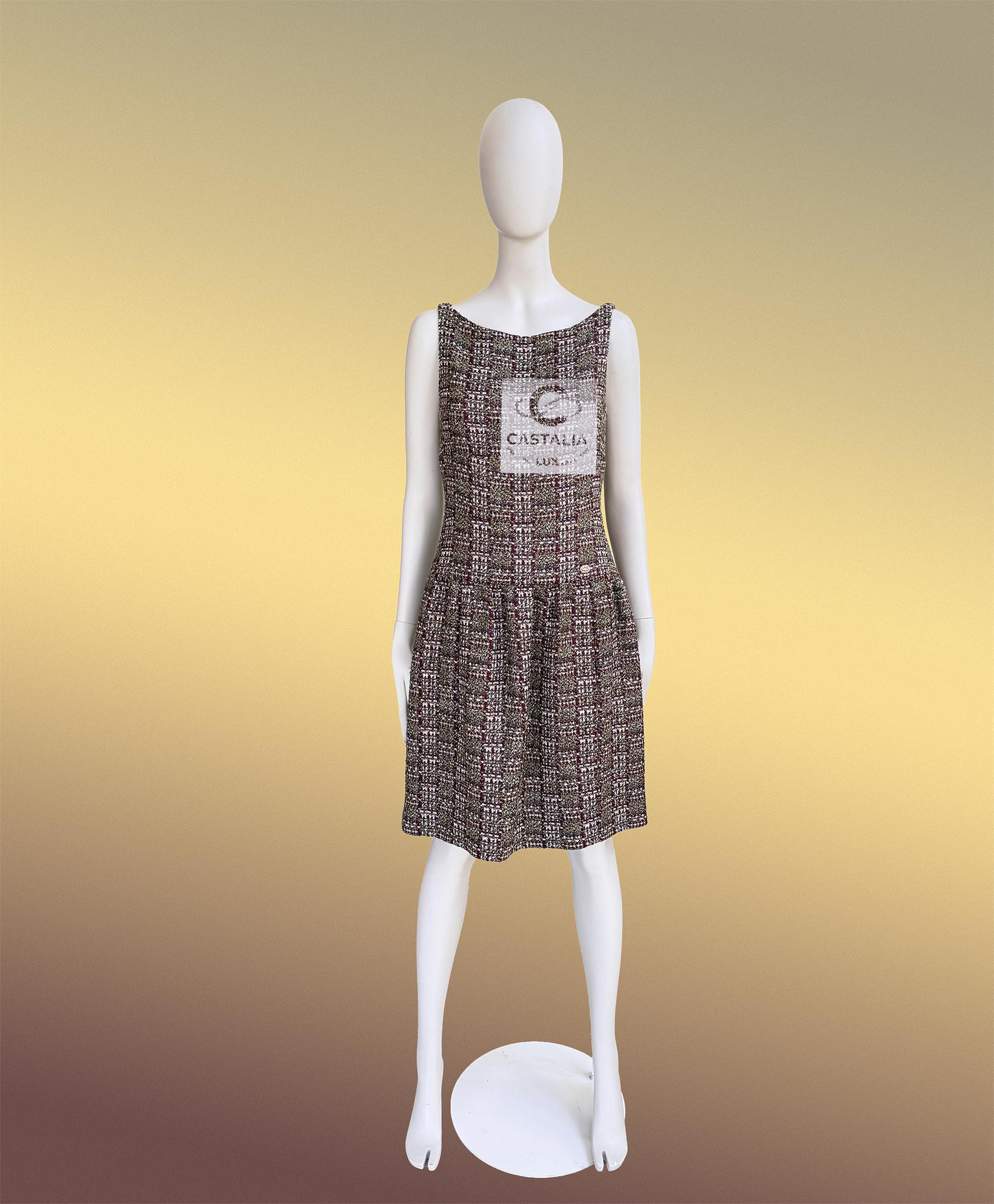 CHANEL 8K$ New Autumnal Cézanne Palette Tweed Kleid  38 FR im Zustand „Neu“ im Angebot in Dubai, AE