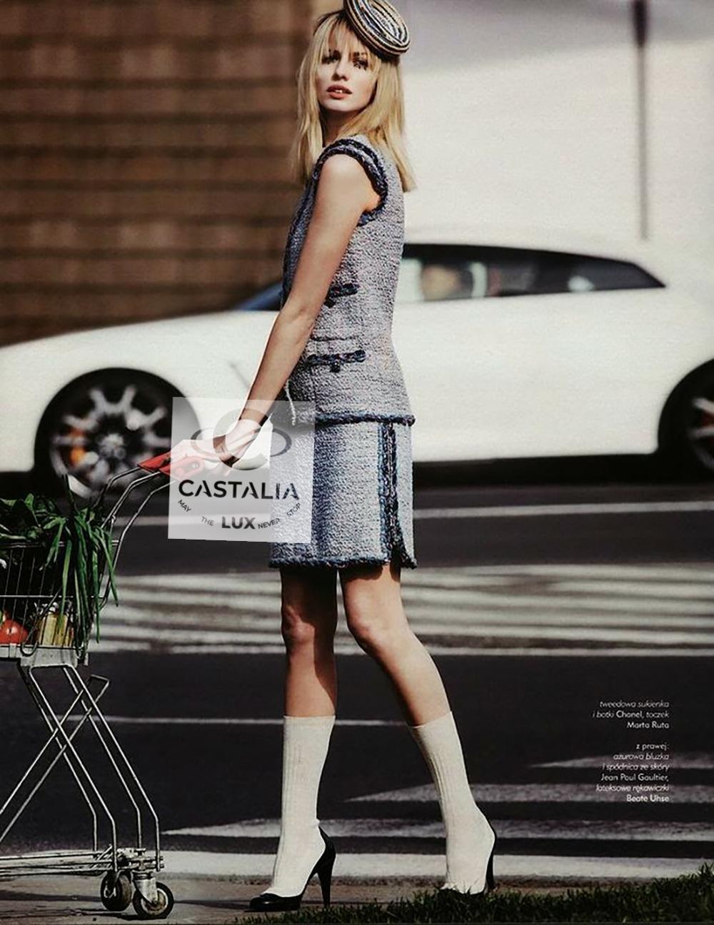 Chanel 8K$ New Chiara Ferragni Style Runway Tweed Dress 40 FR For Sale 2