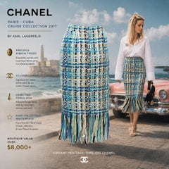 CHANEL 8K$ New Iconic Paris / Cuba Ribbon Tweed Skirt 42 FR