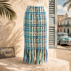 CHANEL 8K$ New Iconic Paris / Cuba Ribbon Tweed Skirt 42 FR