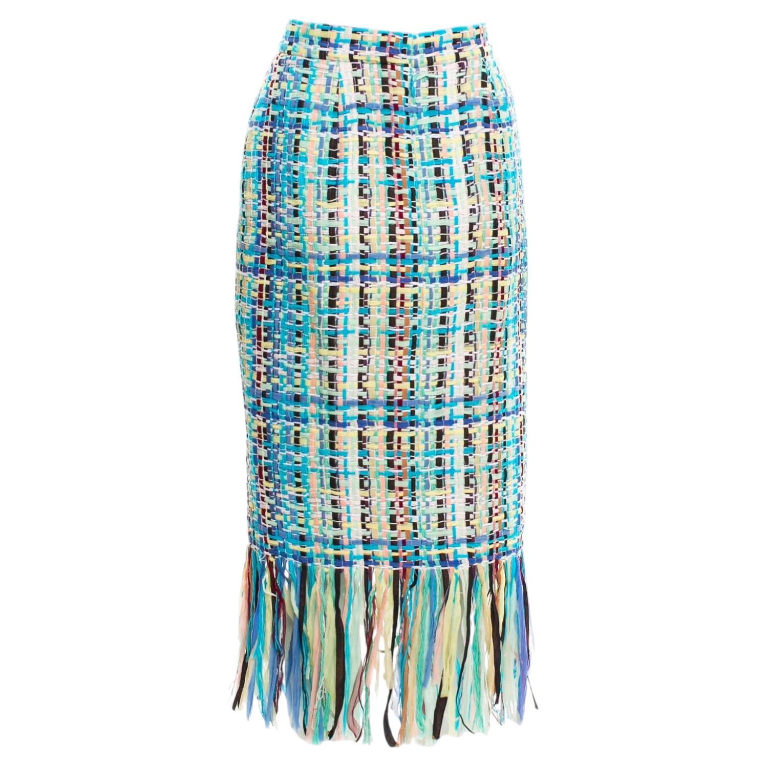 Pre-owned Chanel 8k$ New Iconic Paris / Cuba Ribbon Tweed Skirt 42 Fr In Gray