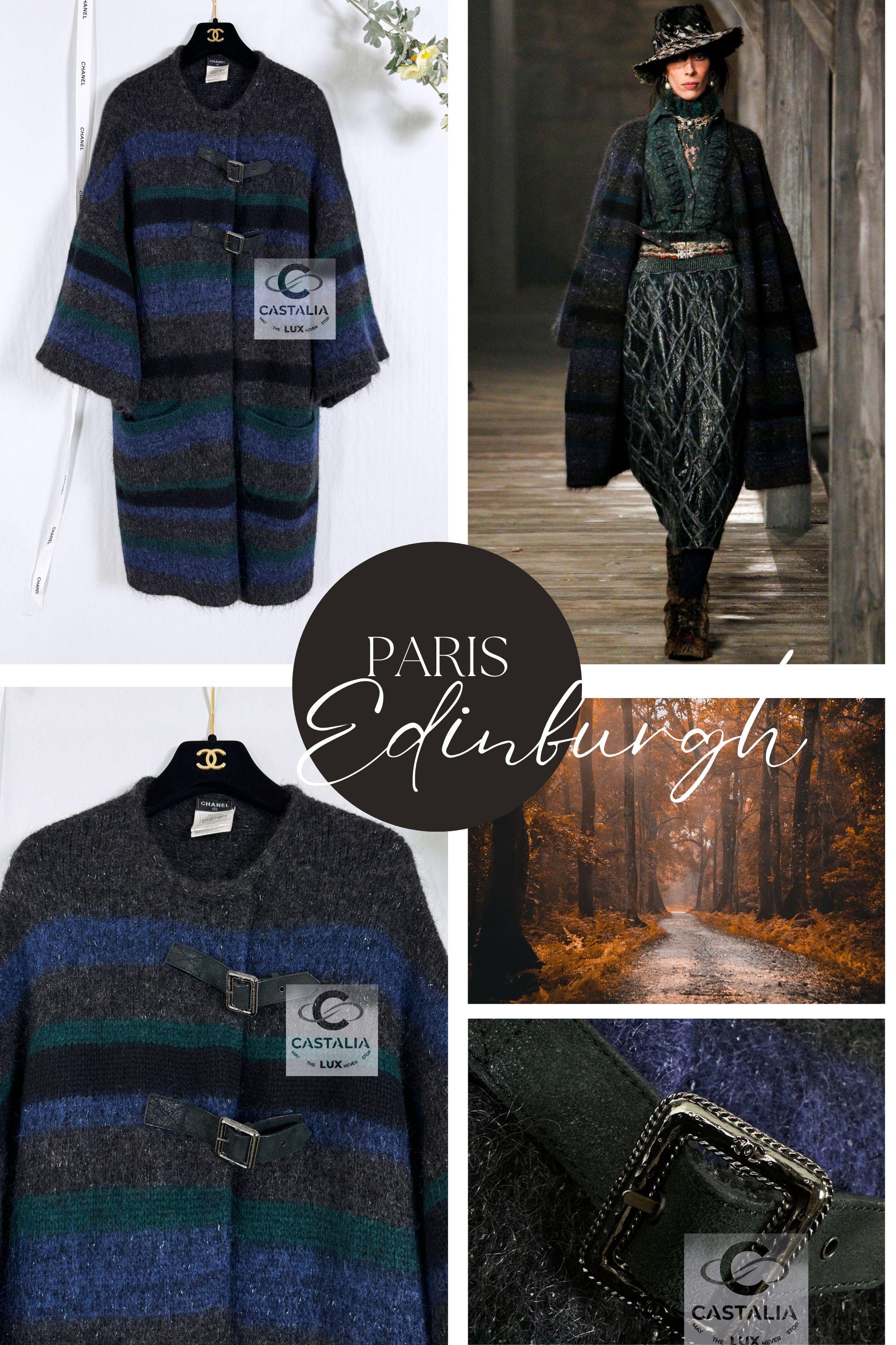 New stunning Chanel cashmere coat from Runway of Paris / EDINBURGH Collection, 2013 Metiers d'Art by Karl Lagerfeld
~ Boutique price 7,680$
Size mark 42 FR / never worn
- black suede closures with CC logo buckles
- magnificent silver faded coating