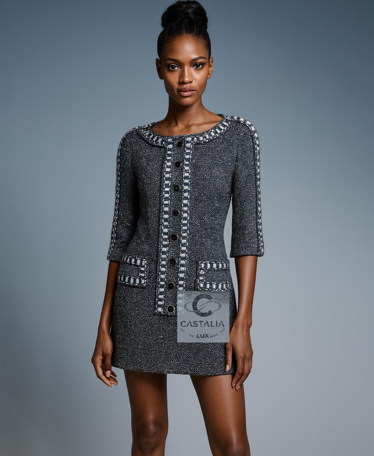 CHANEL 8K$ New Paris / Rom Tweed Kleid 36 FR (Schwarz) im Angebot