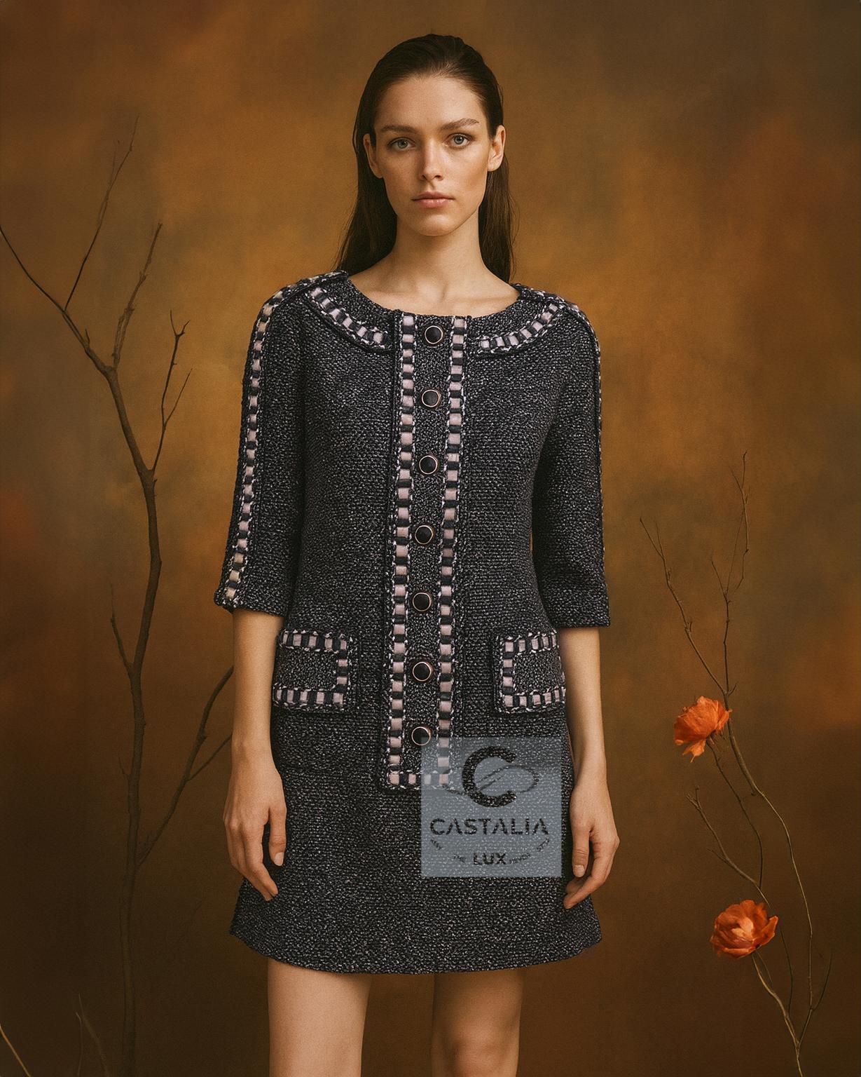 CHANEL 8K$ New Paris / Rom Tweed Kleid 36 FR im Angebot 4