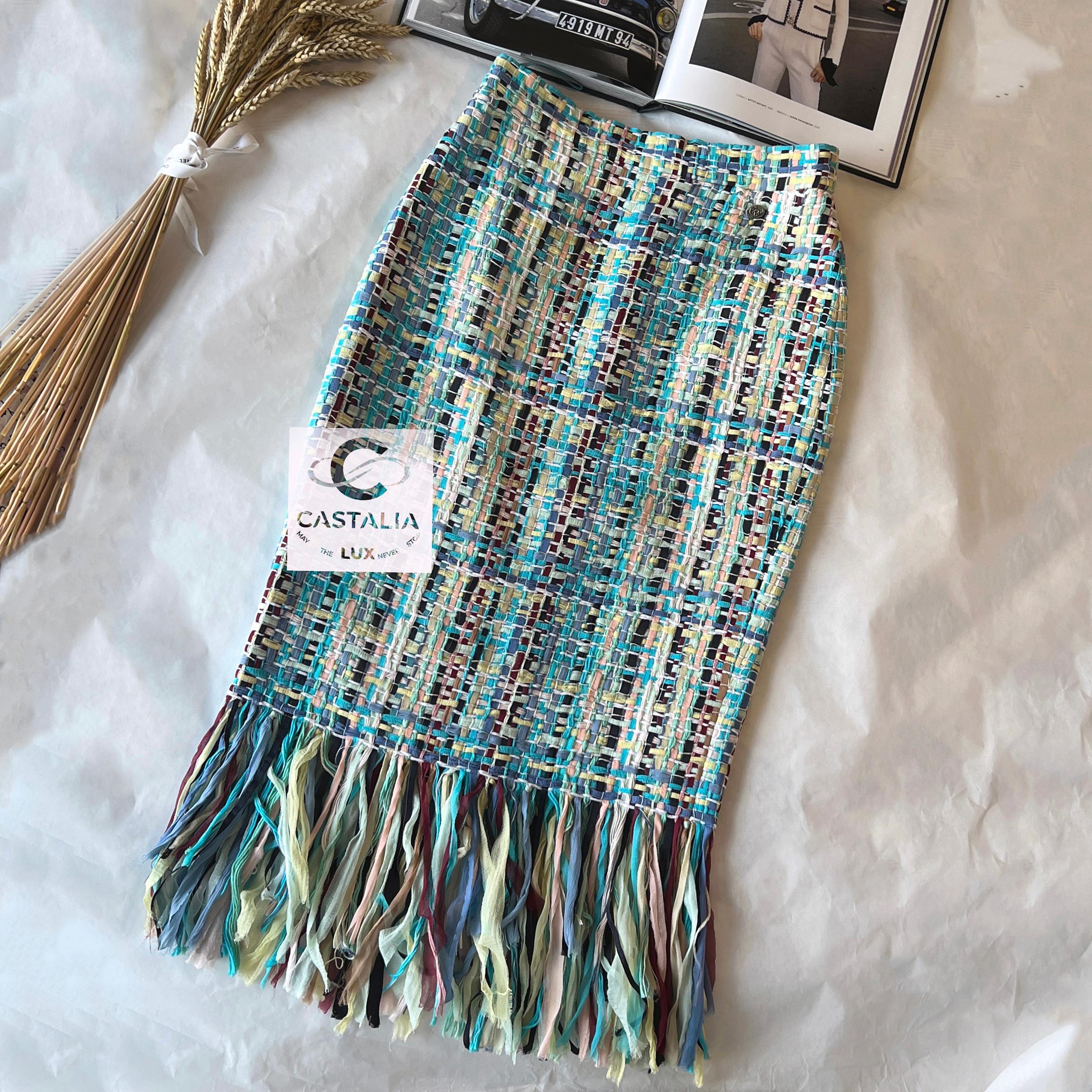 Chanel 8K$ New Iconic Paris / Cuba Ribbon Tweed Skirt 8
