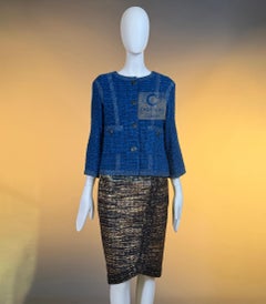 CHANEL 8K$ Paris / SINGAPORE Blue Lesage Tweed Jacket 36 FR