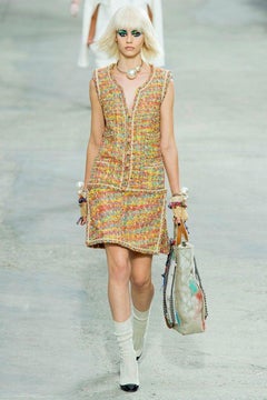 Chanel 8K$ Wearable Art Navy Tweed Dress 36 FR