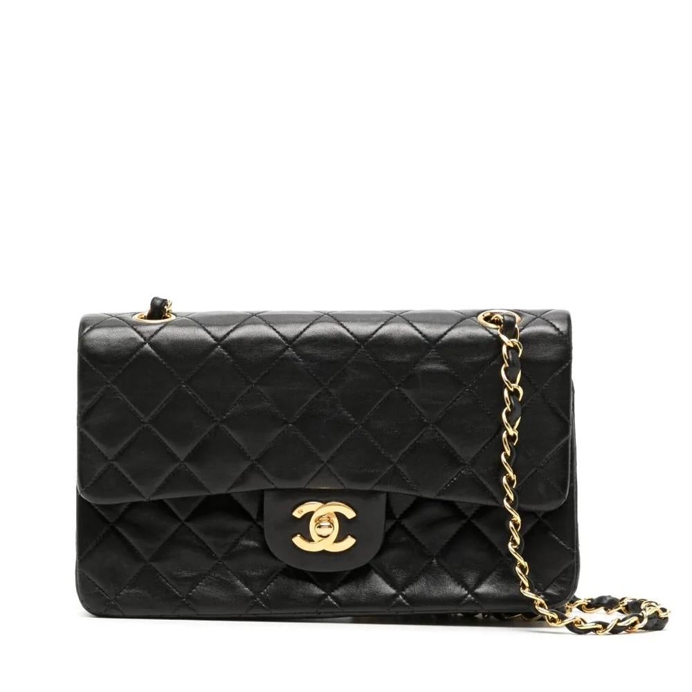 Black Chanel 9 Inch Small Double Flap Bag  For Sale