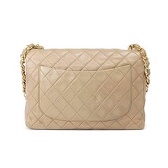 Chanel Soft Beige Leather Lambskin Single Flap Jumbo Bag, 1990s