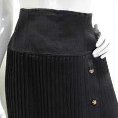 Chanel 90s Black Pleated Midi Skirt