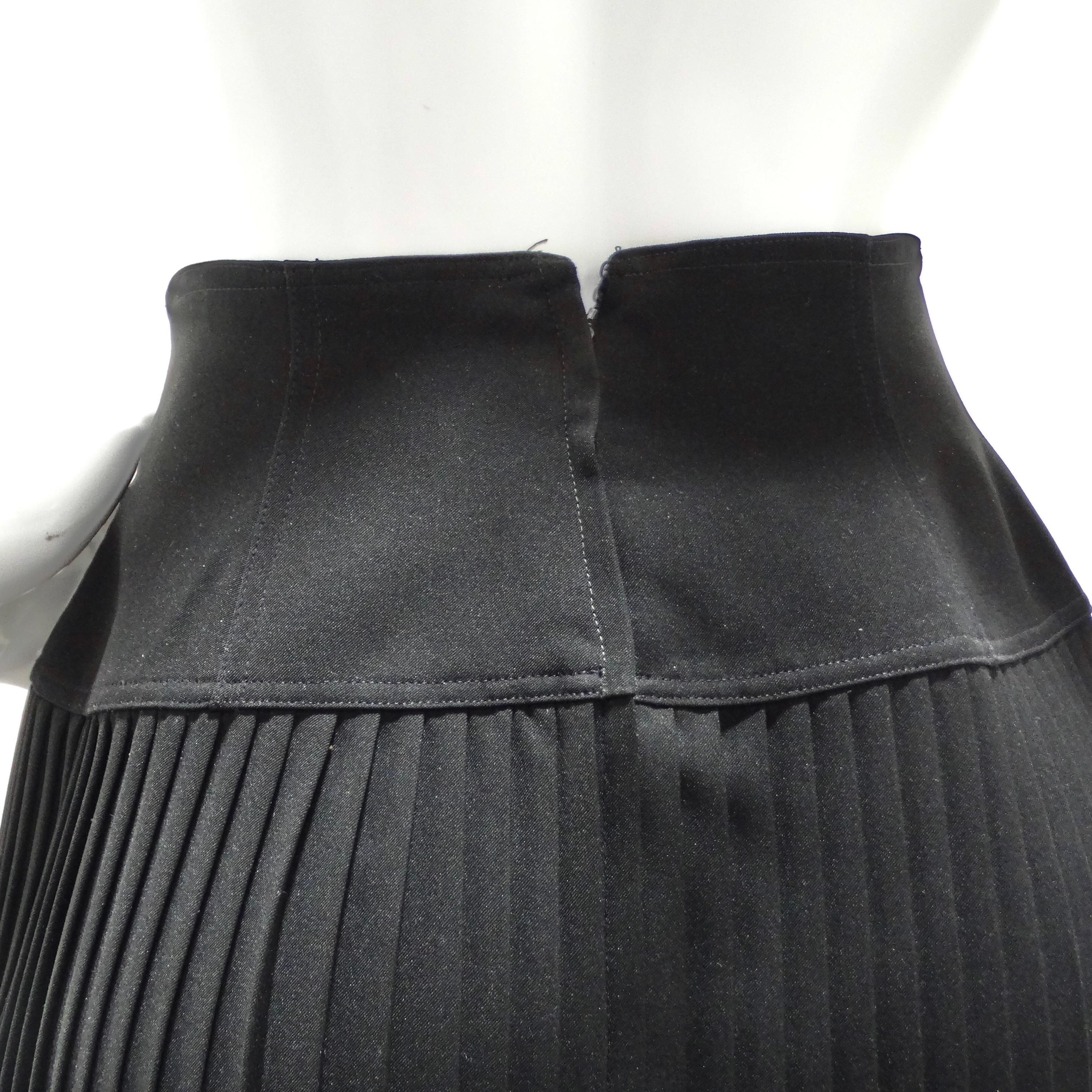 Chanel 90s Black Pleated Midi Skirt For Sale 2