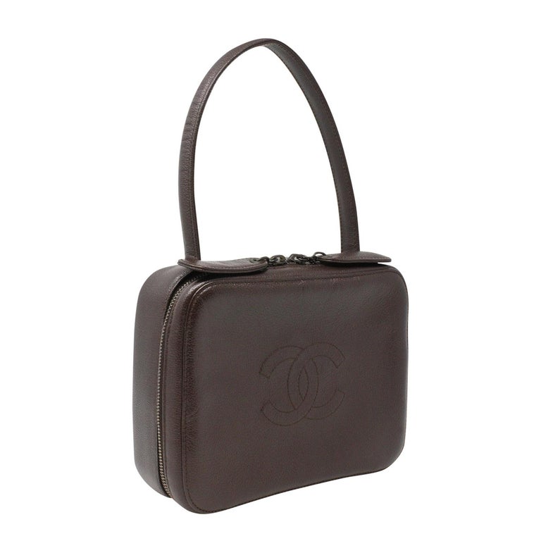 Chanel 90s Brown CC Box Bag For Sale at 1stDibs