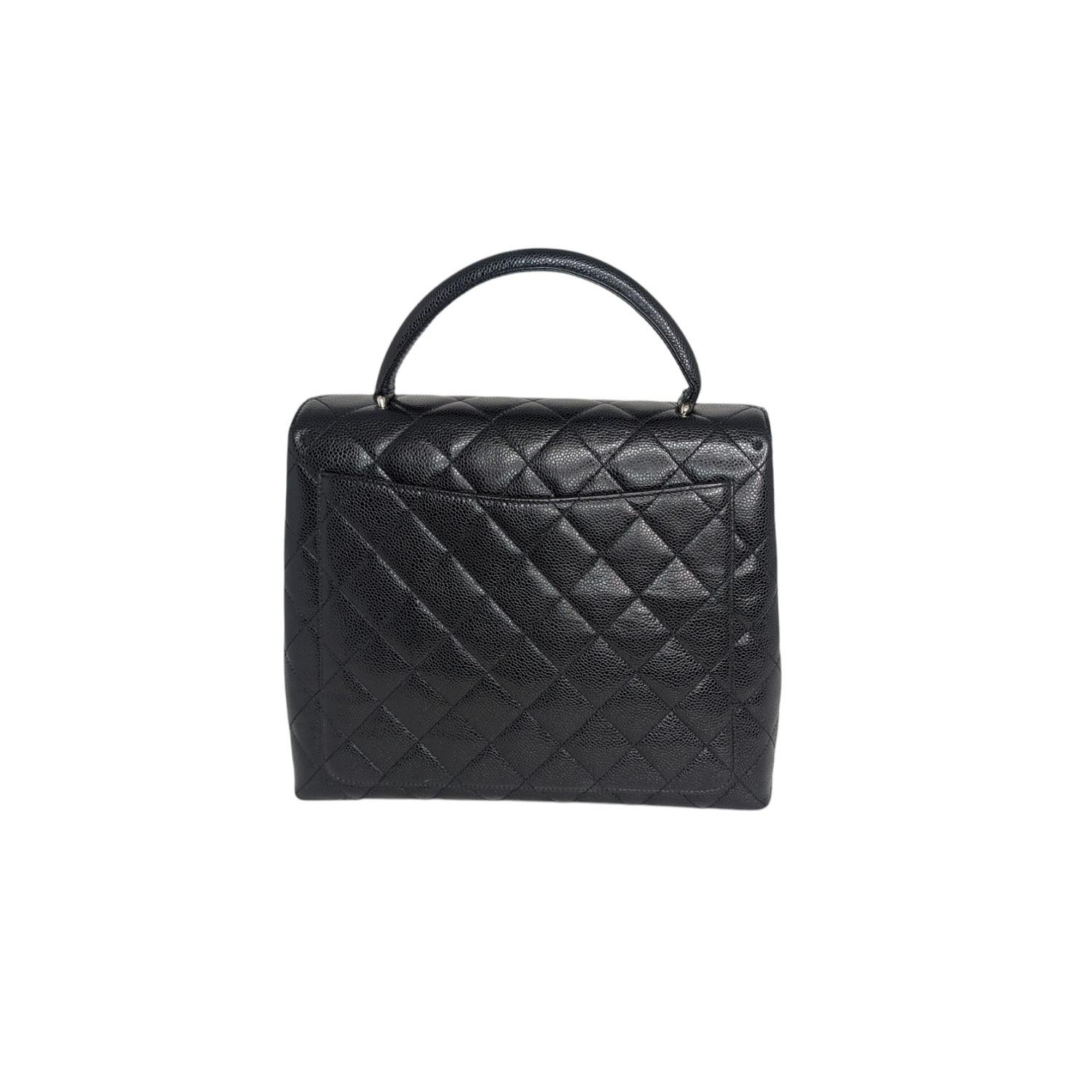 Black Chanel 90s Caviar Quilted Kelly Top Handle Bag