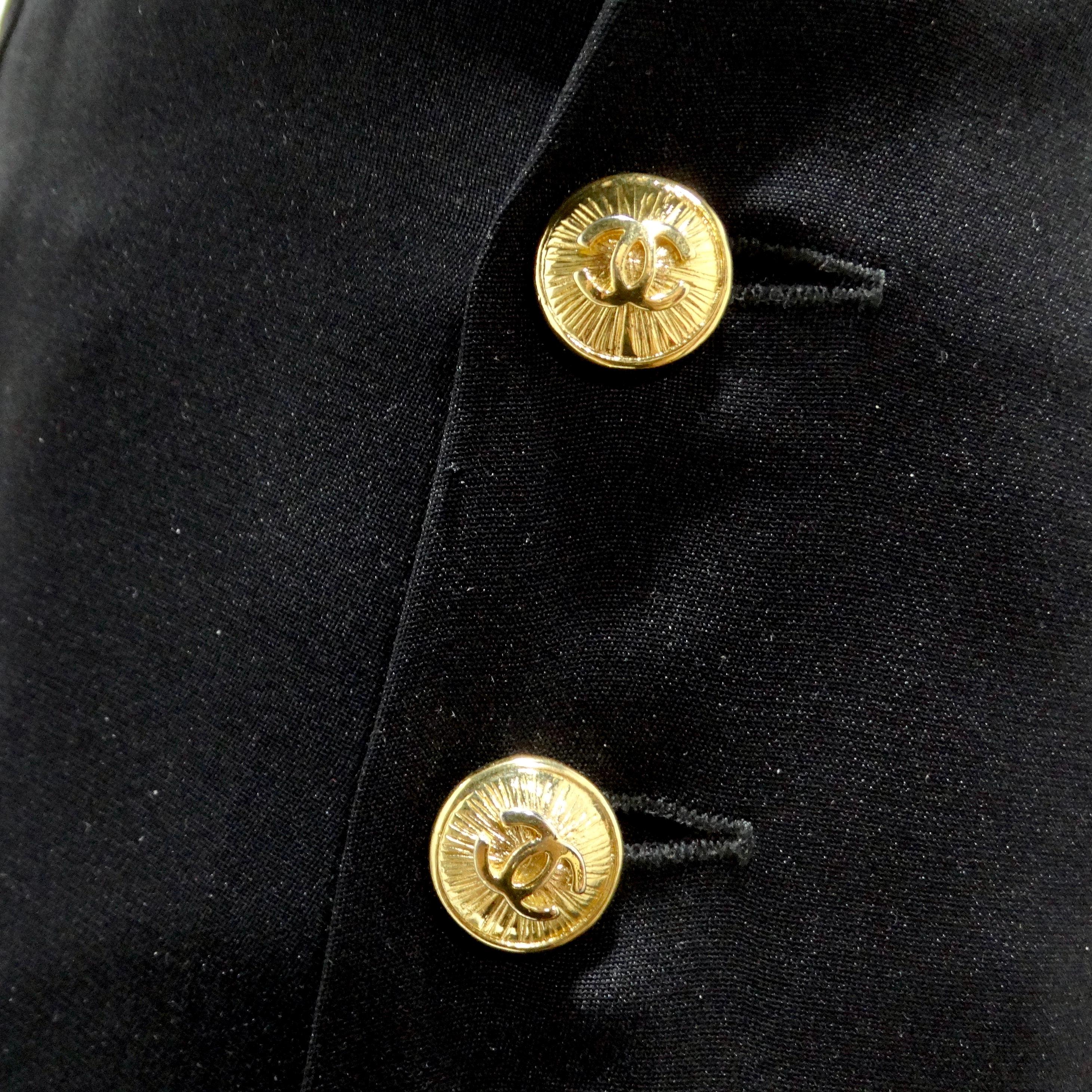 Chanel 90s CC Button Black Pleated Midi Skirt 2