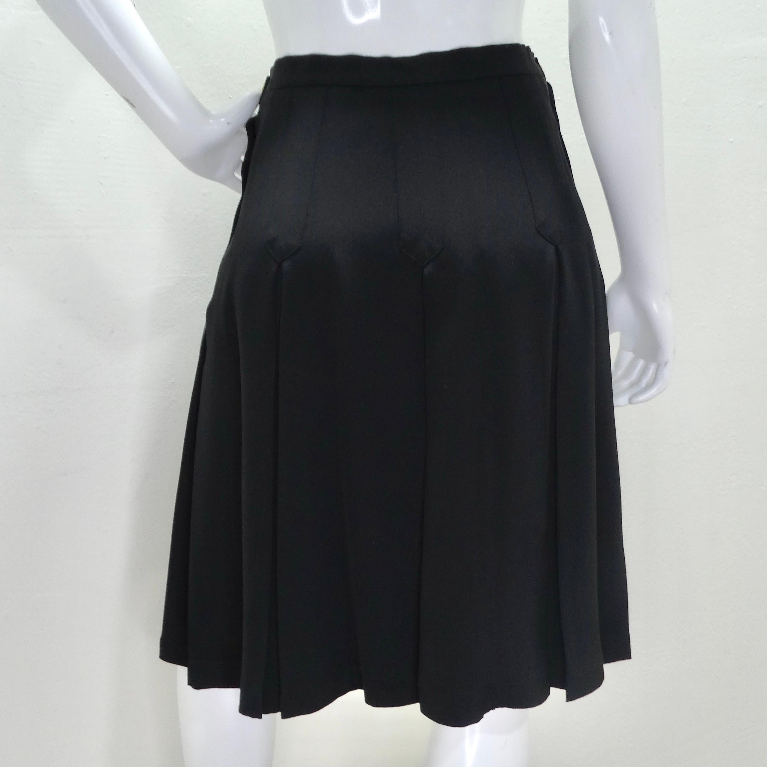 Chanel 90s CC Button Black Pleated Midi Skirt 3