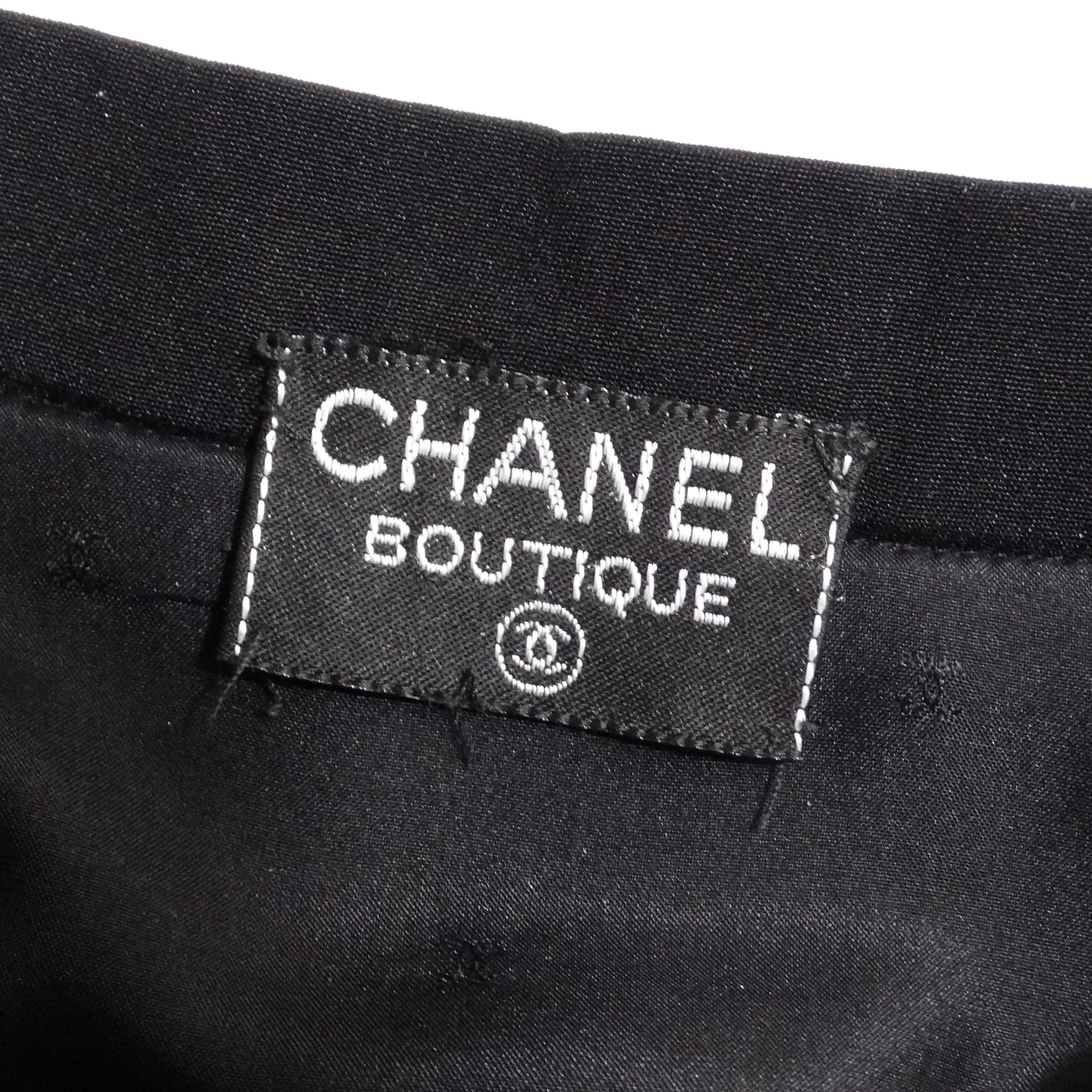 Chanel 90s CC Button Black Pleated Midi Skirt 5