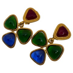 Chanel 90s Collection Klee Gripoix Multicolor Clip On Ohrringe