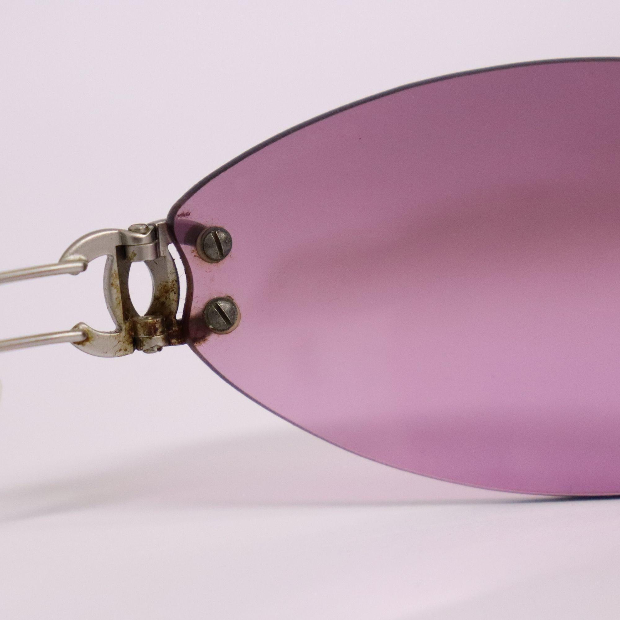 Women's Chanel 90s Frameless Pink Oval Sunglasses