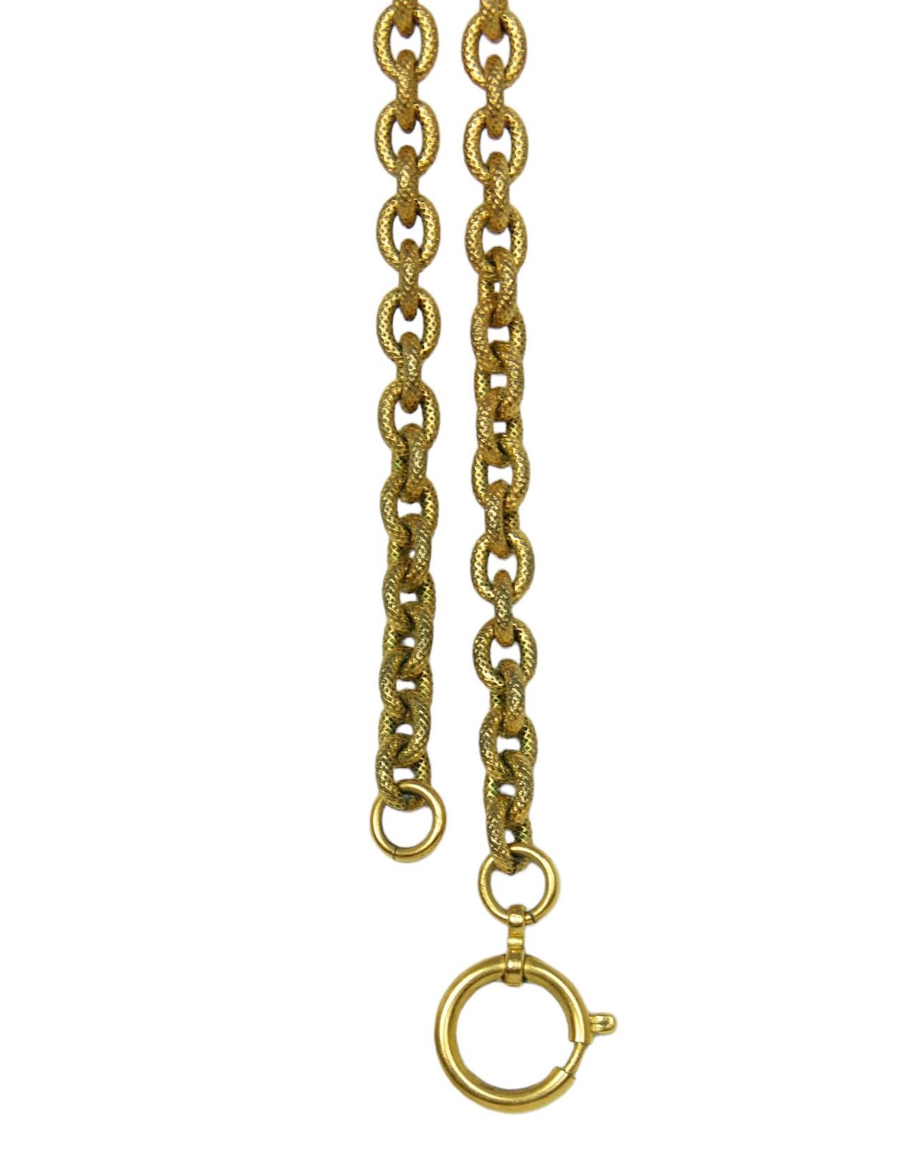 Women's Chanel '90s Gold Vintage Textured CC Tassel Necklace For Sale