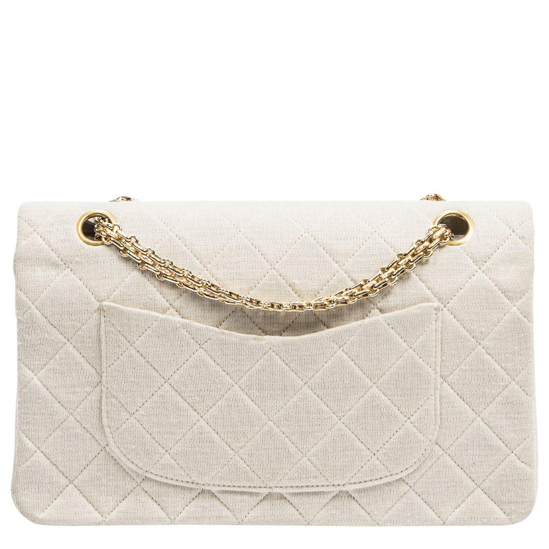 Beige Chanel 90s Ivory Medium Double Flap Bag For Sale
