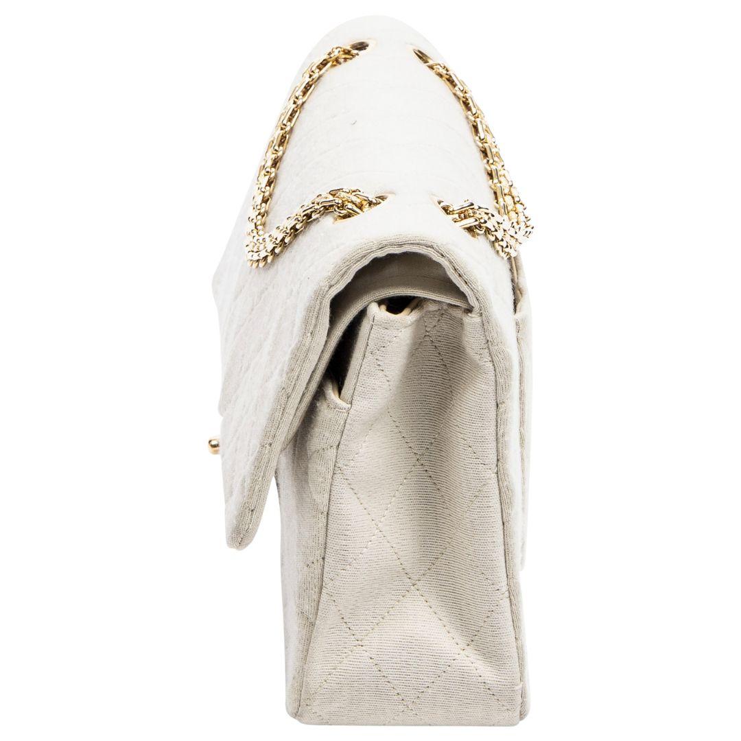 Women's or Men's Chanel 90s Ivory Medium Double Flap Bag For Sale