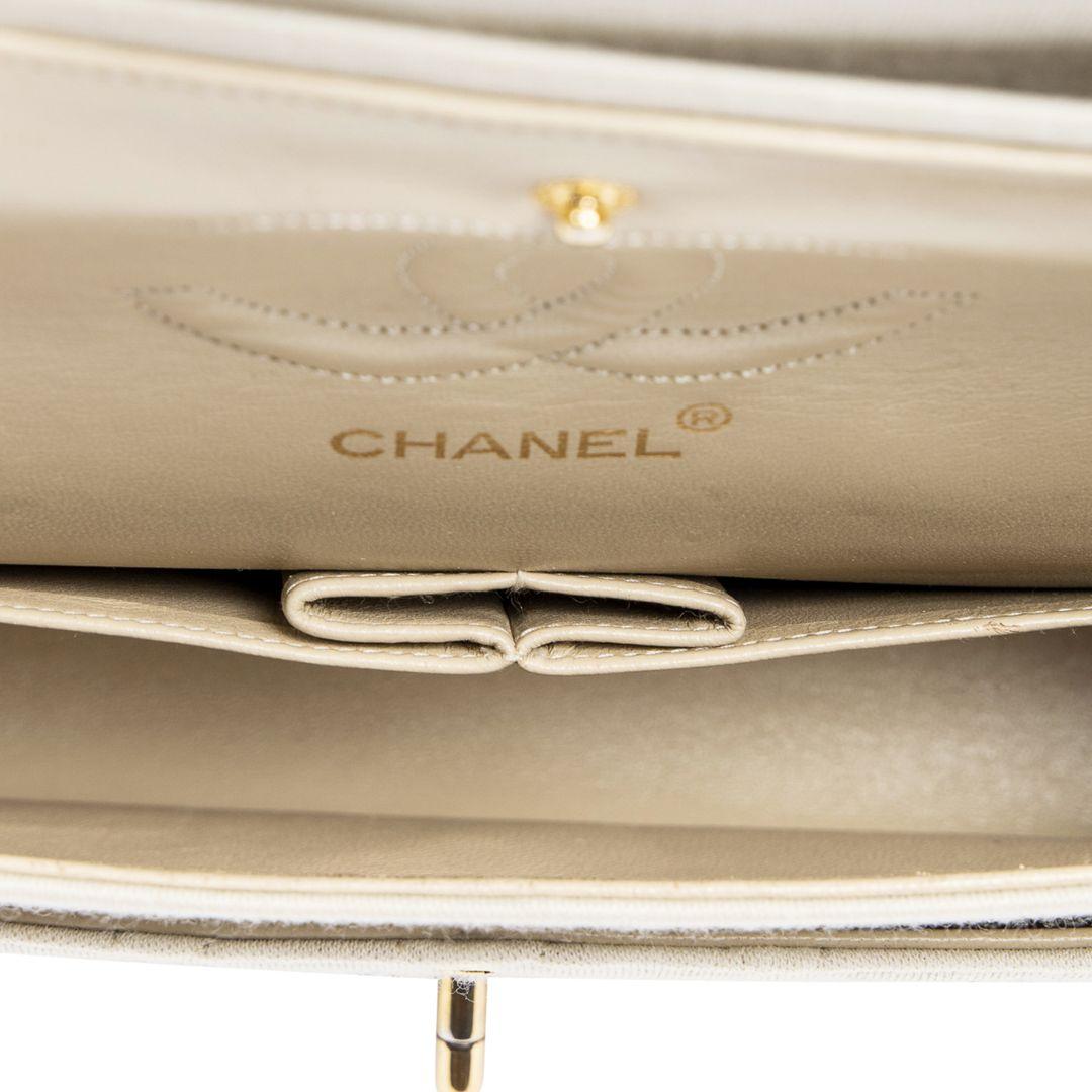Chanel 90s Ivory Medium Double Flap Bag For Sale 2