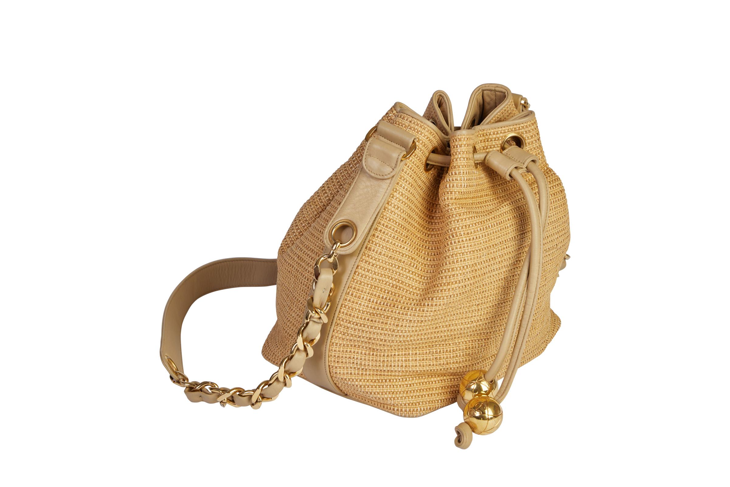 chanel beige bucket bag