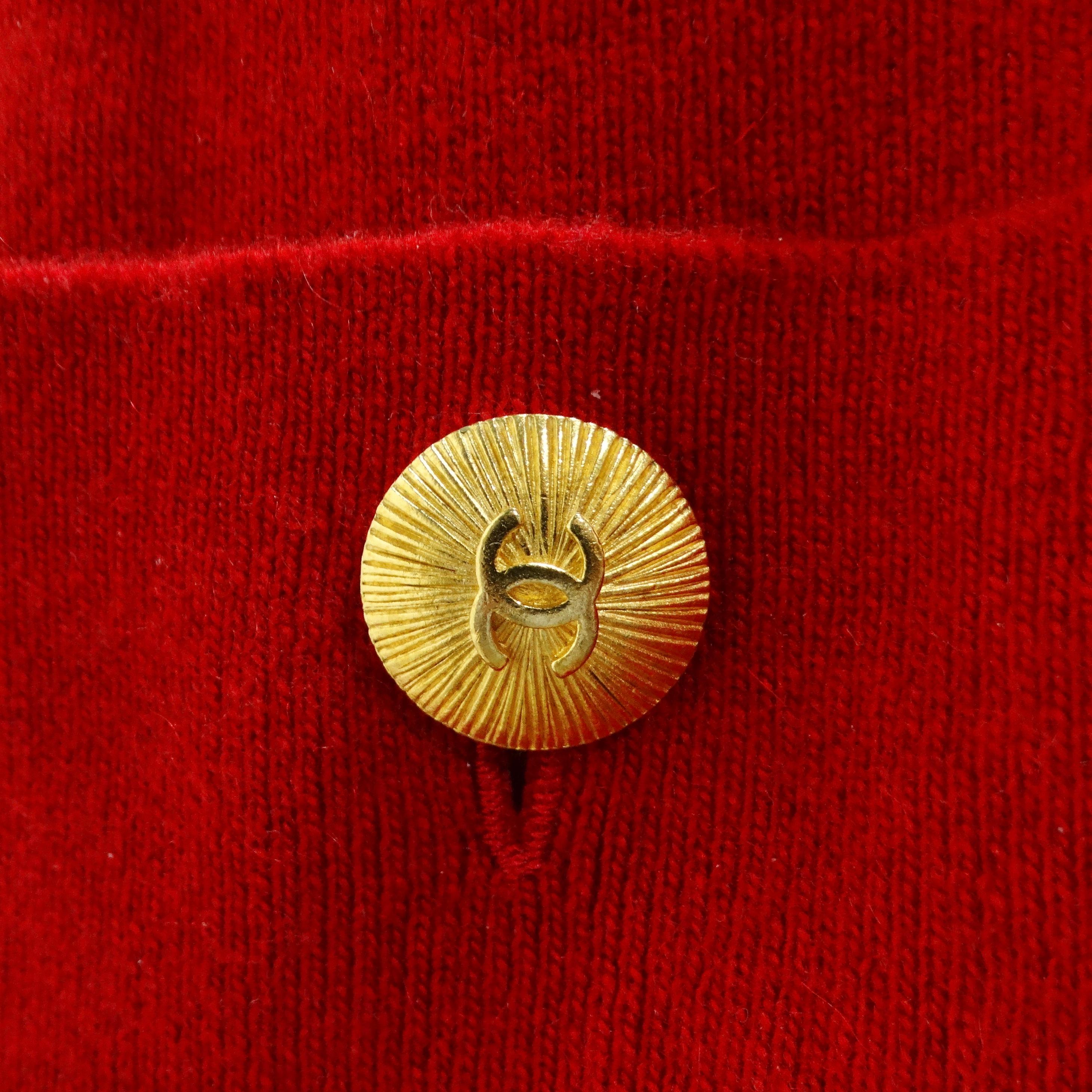 Chanel - Écharpe de poche en cachemire rouge des années 90 Unisexe en vente