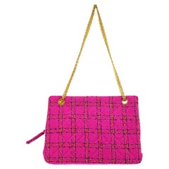 Chanel 90's Vintage 1990's Tweed Pink Classic Reissue Tote Bag