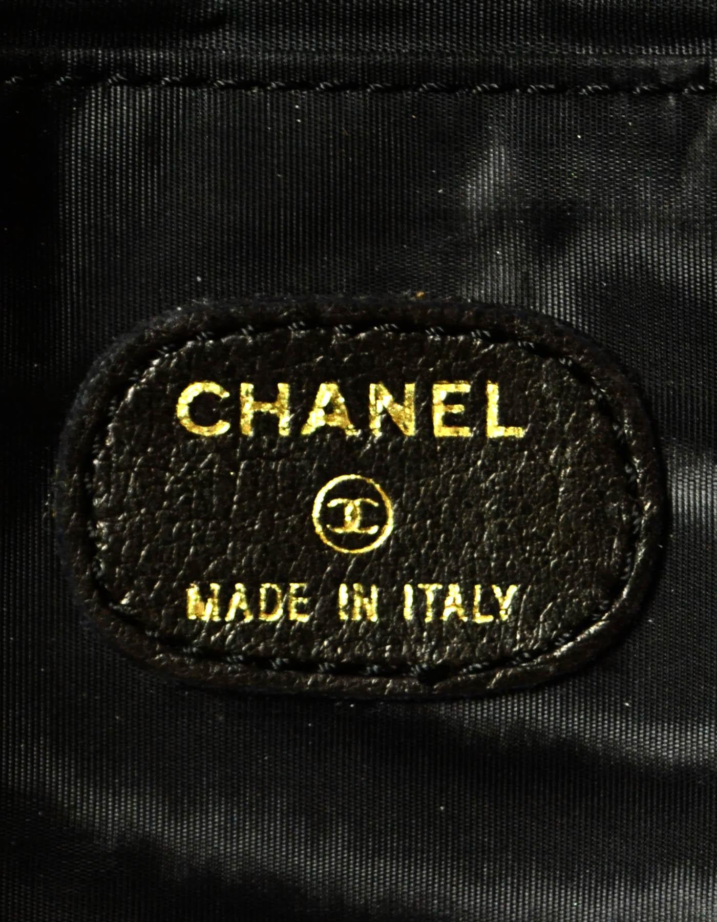Chanel '90s Vintage Black Caviar Leather CC Timeless Portfolio Tote Bag 1