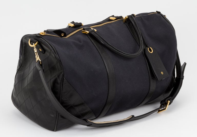 Chanel Lambskin Flat Quilt Boston Duffle Vintage Black Travel Bag. Save 56%  on the Chanel Lambskin Flat Quilt Boston Duffle Vintage Blac…