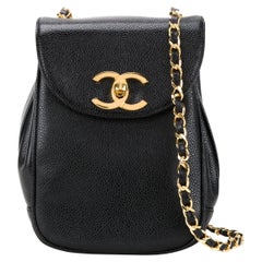 Chanel 90s Vintage Caviar Black Classic Flap Boy Mini Crossbody Bag