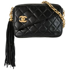 Chanel 1992 Vintage Diamond matelassé cuir d'agneau souple CC Sac à bandoulière pour appareil photo 