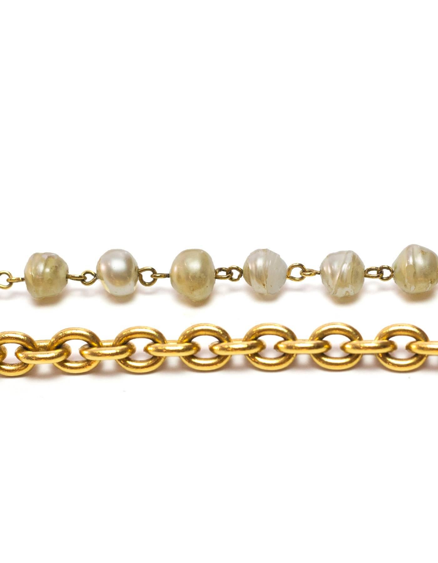 Chanel '90s Vintage Ivory Faux Pearl & Goldtone Extra Long Necklace 1