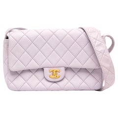 Chanel 90s Vintage Lambskin Quilted Medium Classic Flap Crossbody Pink Purple