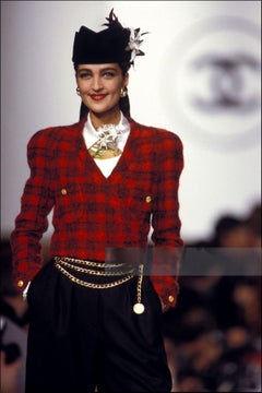 CHANEL 90s Vintage Relic Red Tweed Jacket with Belt