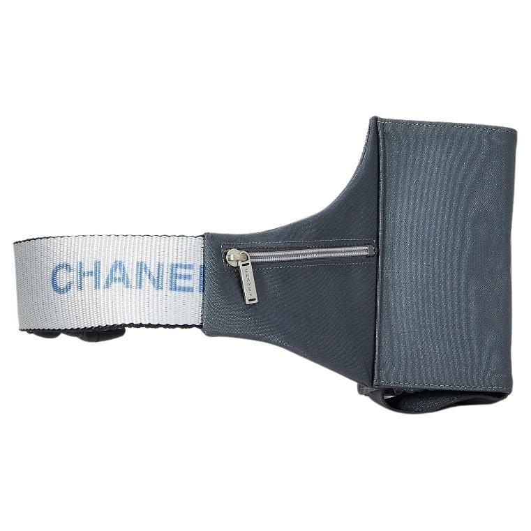 Gray Chanel 90's Vintage Sport Water Bottle Waist Fanny Pack Exercise Gym Bag For Sale